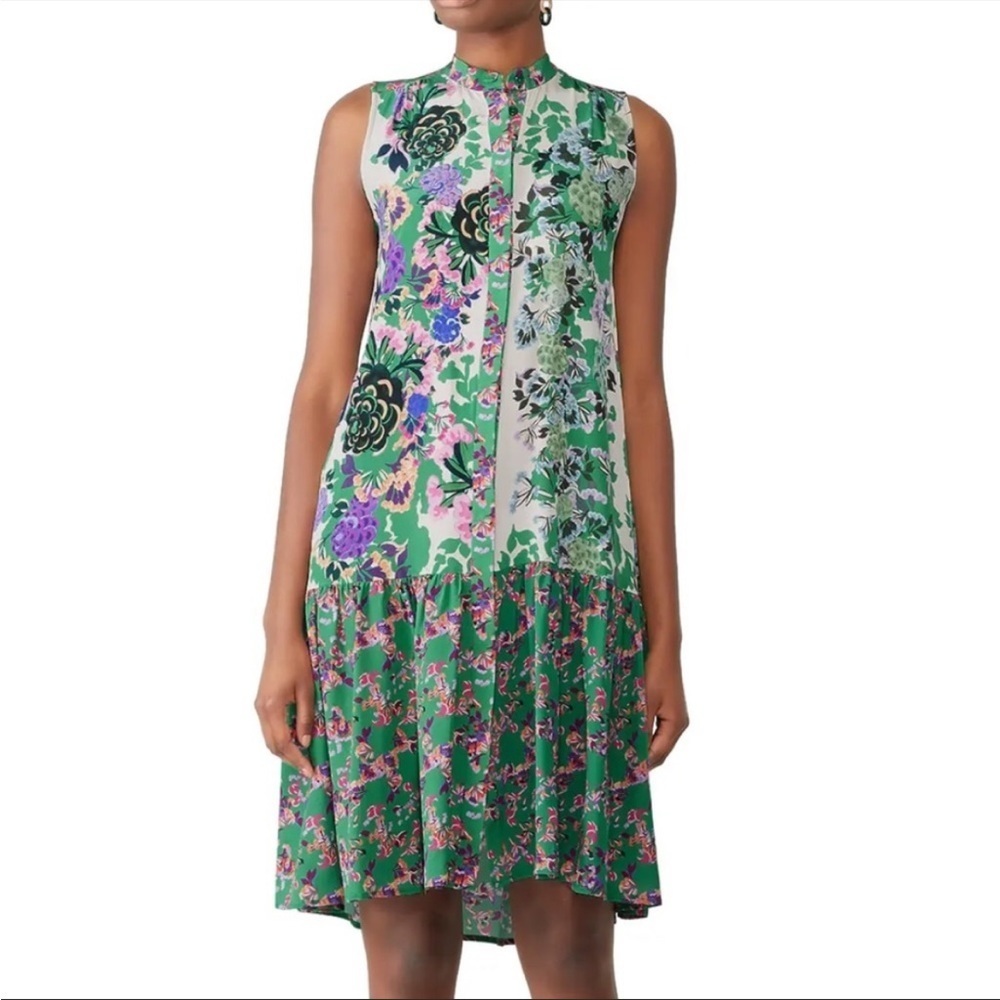 Saloni Rose Meadow Silk Tilly B Dress Size 0